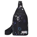 Bolso de pecho en lona negra con vibrantes estampados de letras estilo salpicadura - Negro