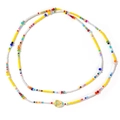 Handmade colorful beaded bracelet with yellow heart pendant and multi-color crystal beads - Colorful Heart Necklace Set (FB-B23121405A)