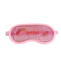 Pink gel eye mask with Good Luck print and elastic strap for cold heat therapy - Feather Red Ice Crystal