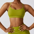 Lime green minimalist yoga set with fine straps and matte quick-dry compression fabric - Matcha Green