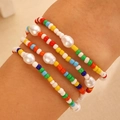 Bohemian colorful beaded bracelet set with white pearls for women beach jewelry - Colorful Pearl Decor (2988)