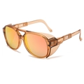 Orange transparent aviator sunglasses with side shields and polarized reflective lenses - Tea Frame Orange Mirror C6