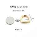 Light gold 14mm metal D-ring buckle for bags and clothes with 3.8mm wire thickness - 4x4D (Inner 14mm) / Light gold