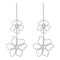Double Layer Hollow Flower Long Tassel Drop Earrings (7371)