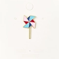 Cute four-color pinwheel enamel brooch badge with gold-plated finish on white card - 4*Colorful Windmill Pin