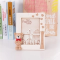 Cute 3D brown bear picture frame in cream white with heart detail, size 18.5x13.4cm - Beige Bear Vertical / 7"