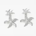 Silver ocean style starfish dangle earrings with detailed vintage metal texture - Silver (D2170)