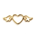 Golden heart-shaped wing DIY alloy pendant with hollow design and textured finish - Heart Wings Gold Hollow Frame (1pc/Pack)