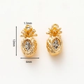 Macro view showing 12mm pineapple pendant dimensions with gold plating and zircons - Pineapple Pendant