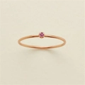 Minimalist rose gold stainless steel ring featuring a round pink zircon bezel setting - US 5 / March Light Blue Gold