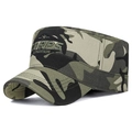 Jungle camouflage military cadet cap with green shield embroidery and star pattern - Adjustable / Camouflage