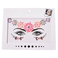 Face crystal stickers with pink and purple flowers and diamond rhinestones for party makeup - HF-099 Pink Purple Floral