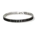 Gun black zircon tennis bracelet with 19cm length and rectangular black stones - 19cm / Silver/Black Zirconia