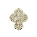 Luxurious gold cross ring with pavé-set clear zircons and baguette-cut stones - Gold