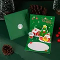 3D pop-up Christmas card with Santa and tree motifs including a green envelope - Green-Xmas Tree