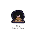 Detail view of cartoon girl embroidery patch with pink bow, size 5.6cm by 5.7cm - Style 8 Purple Cartoon Girl