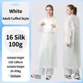 Thickened white semi-transparent EVA adult raincoat with elastic cuffs and hood - White (Adult Bundle Mouth 100g)