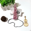 Pink metallic unicorn horn headband for kids with black elastic band on white background - Pink