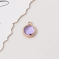 Single 10mm round purple crystal pendant with gold metal frame for DIY jewelry making - Light Purple