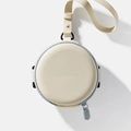 Portable cream-white round sunglasses storage case with gray zipper and silicone lanyard - Portable Storage Case / Cream White (Original Case)