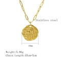Golden stainless steel necklace featuring Hand of Fatima pendant with irregular texture - Gold