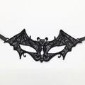 Elegant black lace bat-shaped masquerade mask with intricate hollow-out weaving design - Little Bat