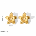 French vintage 18k gold flower earrings with white pearl center, 21.5mm size - Gold Pearl Flower Style (11-TE6095)
