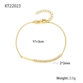 Minimalist S925 sterling silver gold bracelet with 2mm cubic zirconia square charms - Gold