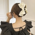 Pince à cheveux élégante en soie crème avec grand nœud pour une coiffure relevée chic - 7# Blanc Pur