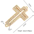 Gold-plated brass cross connector with micro-pave zircons for DIY jewelry making - M588989-Gold