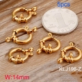 Set de cinco cierres de anillo de resorte dorados de 14mm para collares y pulseras DIY - 14mm / Dorado / Paquete de 5