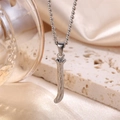 Silver organic textured letter pendant necklace on elegant satin and stone background - Steel Letter J (Pendant Only)