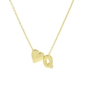 18k gold plated heart balloon pendant necklace featuring letter Q on cross chain - Necklace - Letter Q