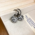 Vintage leopard print wood bead earrings with crystal studs in a beige jewelry box - Black White Pattern Ball Pendant Gold Hoop Earrings (77#)