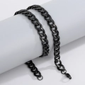 Minimalist black stainless steel Cuban link necklace for hip-hop style street fashion - 10mm Black / Bracelet