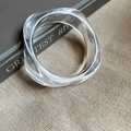 Minimalist clear irregular wave resin bangle with glossy thickened streamlined texture - 90# Bracelet-Clear Irregular Thick