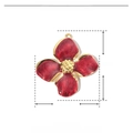 Detailed specs of flower charm in red enamel and gold stainless steel finish - Red Four-leaf Clover (42x39mm)