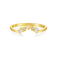 Anello in argento sterling S925 placcato oro con tre opali e zirconi incastonati a onda - US 6 / Oro