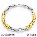 Bracciale a catena reale bicolore 6mm in acciaio inossidabile argento e oro con moschettone - Oro & Argento Giuntato (KB185315-Z)