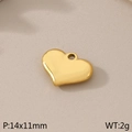 Polished golden heart pendant DIY charm in stainless steel measuring 14x11mm - Heart Style (KLJ106-Z)