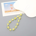 Beaded wrist strap for phones featuring yellow flowers and clear round beads accessory - K2273 Yellow Flower Butterfly Beads Phone Chain