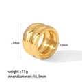 18K gold plated stainless steel geometric double layer ring with dimensions and weight - Gold Size 6(TR4053-6)