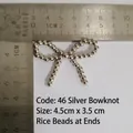 Silver bead bow decoration 4.5x3.5cm with seed bead tails for DIY accessories - 46-Silver Delicate Bow