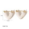 Minimalist 18K gold plated stainless steel heart earrings with white enamel finish - White Style (TE6389-WT)