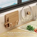 Two-pack cream-white carbon steel wall-mounted pot lid and cutting board rack - Carbon Steel / 2 Pairs Set / Cream