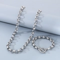 Set collana e bracciale in acciaio al titanio argento con chiusura a levetta OT - Collana 50cm / Stile B Colore Acciaio