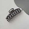Minimalist large gunmetal black metal hair claw clip with glossy finish for women - Keel Style / Gunmetal