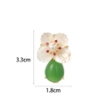 Broche vintage con gota verde, flor de nácar blanca y perla, medida 3.3x1.8cm - Estilo Flor Verde Esmeralda