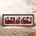 Deep brown solid wood five-opening photo frame for tabletop display with natural wood grain - Retro Color [5 Photos] / 18x52cm