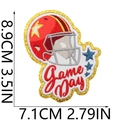 Écusson casque de football américain pailleté avec texte Game Day pour vêtements - Casque de Sport Étoile Rouge